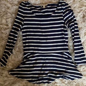Peplum navy and white stripped long sleeve from Anthropologie